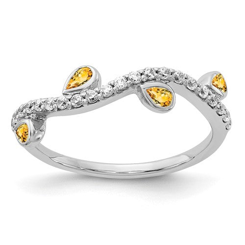 14k-white-gold-diamond-and-pear-citrine-curved-ring-SolomonJeweler-Wichita-KS-CustomJewelry