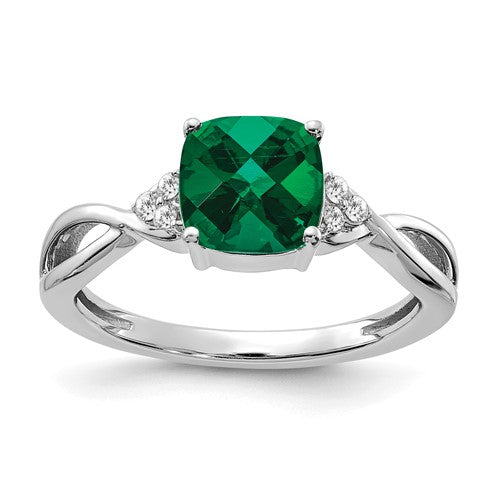 14k-white-gold-checkerboard-created-emerald-and-diamond-ring-SolomonJeweler-Wichita-KS-CustomJewelry