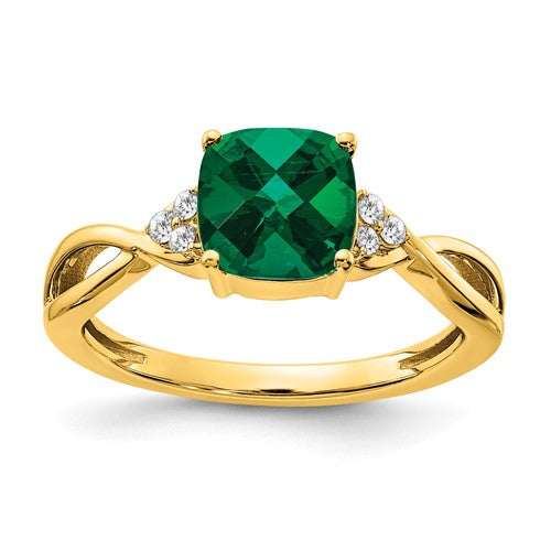 14k-checkerboard-created-emerald-and-diamond-ring-SolomonJeweler-Wichita-KS-CustomJewelry