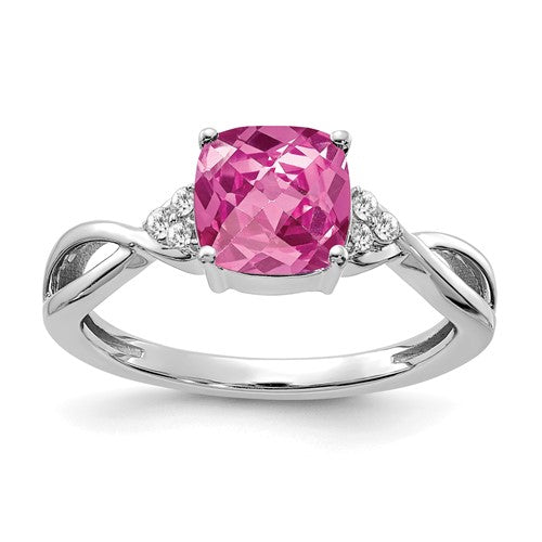 14k-white-gold-checkerboard-created-pink-sapphire-and-diamond-ring-SolomonJeweler-Wichita-KS-CustomJewelry