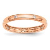 14k rose gold diamond ring with six sparkling stones, elegant jewelry band featuring Solomon Jewelers craftsmanship.