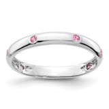 14k white gold pink sapphire ring with six stones, elegant jewelry band featuring vibrant pink sapphires and white gold setting.