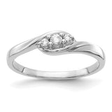 14k white gold three-stone diamond ring featuring sparkling diamonds set in elegant jewelry style.