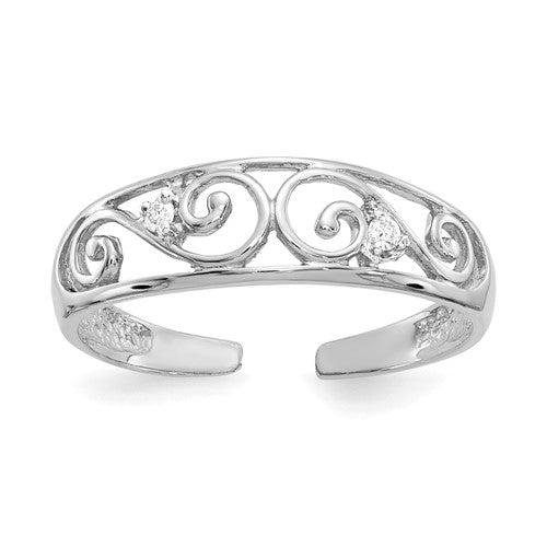 14k-white-gold-02ct-diamond-scroll-toe-ring-SolomonJeweler-Wichita-KS-CustomJewelry