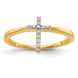 14k yellow gold diamond cross ring with intricate design, featuring sparkling diamonds set in a Solomon Jewelers jewelry ring.