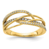 14k gold diamond swirl ring from Solomon Jewelers featuring sparkling diamonds and a elegant design.