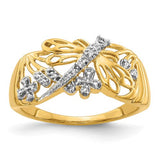 14k rhodium diamond dragonfly ring from Solomon Jewelers, featuring a detailed dragonfly design with sparkling diamonds.