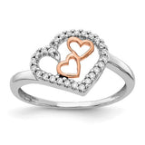 14k white and rose gold diamond heart ring from Solomon Jewelers, featuring sparkling diamonds and a romantic design.