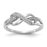 14k white gold diamond infinity symbol ring, elegant jewelry piece with sparkling diamonds, by Solomon Jewelers.