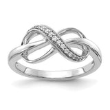 14k white gold diamond infinity ring with sparkling diamonds, elegant jewelry ring from Solomon Jewelers