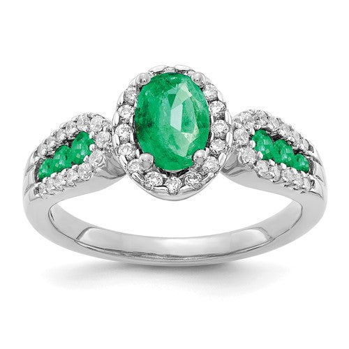 14k-white-gold-diamond-and-oval-emerald-ring-SolomonJeweler-Wichita-KS-CustomJewelry