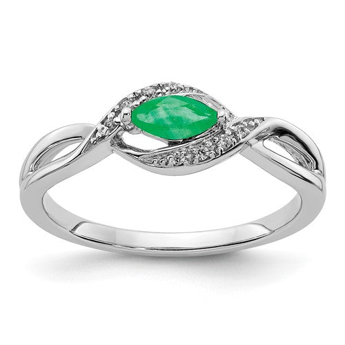 14k-white-gold-diamond-and-marquise-emerald-ring-SolomonJeweler-Wichita-KS-CustomJewelry