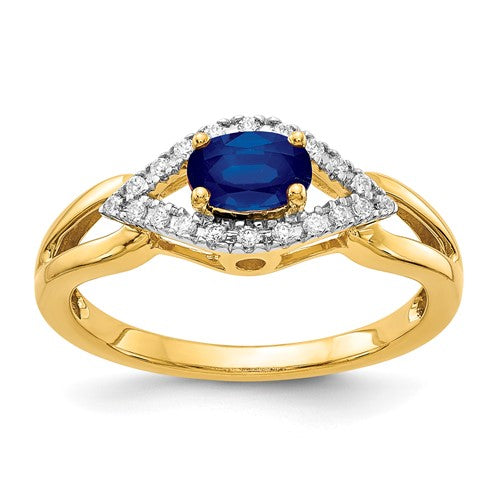 14k gold diamond and sapphire ring featuring sparkling gemstones, elegant design, and fine craftsmanship by Solomon Jewelers.
