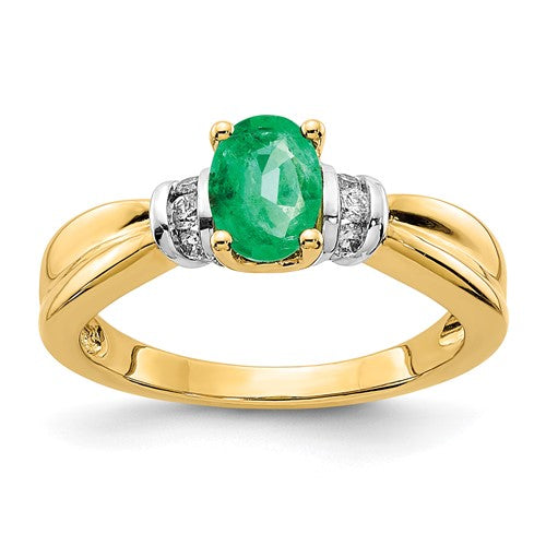 14k-with-rhodium-diamond-and-oval-emerald-ring-SolomonJeweler-Wichita-KS-CustomJewelry