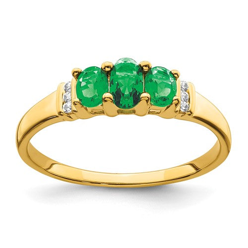 14k-polished-triple-emerald-and-diamond-3-stone-ring-SolomonJeweler-Wichita-KS-CustomJewelry