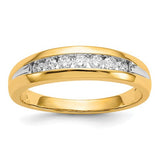 14k white gold men's diamond channel ring with rhodium finish, featuring a row of sparkling diamonds.