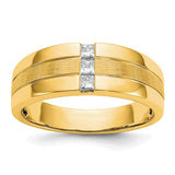 14k men's diamond polished and satin ring, showcasing a sleek jewelry design with sparkling diamonds from Solomon Jewelers.