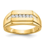 14k gold men's ring featuring six sparkling diamonds, showcasing elegant jewelry craftsmanship from Solomon Jewelers.