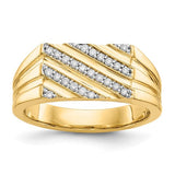 14k gold diamond men's ring featuring a sleek band with sparkling diamonds, crafted by Solomon Jewelers.