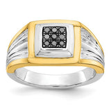 14k two-tone black diamond men's ring with polished finish and detailed design, showcasing elegance and craftsmanship.
