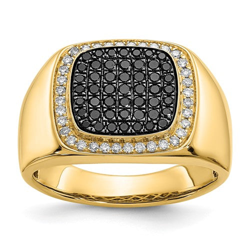 14k black and white diamond men's ring featuring a sleek design, crafted by Solomon Jewelers, jewelry ring for men.