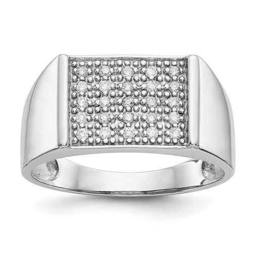 14k white gold men's diamond ring with a sleek design, featuring sparkling diamonds set in Solomon Jewelers jewelry ring.