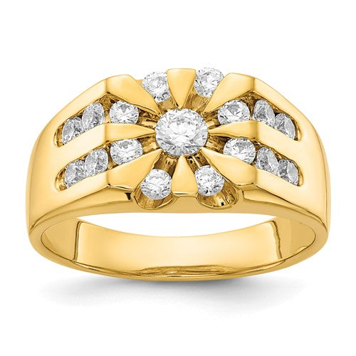14k AA Diamond men's ring featuring sparkling diamonds set in a sleek gold band from Solomon Jewelers.