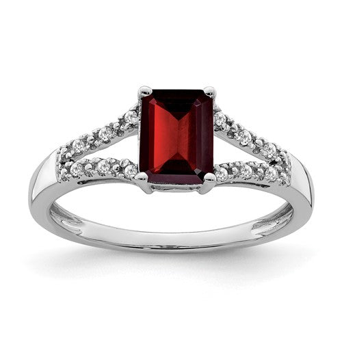 14k-white-gold-emerald-cut-garnet-and-diamond-ring-SolomonJeweler-Wichita-KS-CustomJewelry