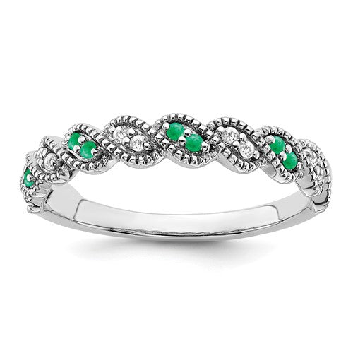 14k-white-gold-emerald-and-diamond-twist-band-SolomonJeweler-Wichita-KS-CustomJewelry