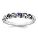 14k white gold sapphire and diamond twist band ring with intricate design, featuring sparkling gemstones and elegant craftsmanship.