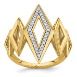 14k polished gold geometric diamond ring with fancy design, jewelry ring featuring sparkling diamonds from Solomon Jewelers.