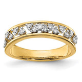 14k polished diamond ring showcasing a sleek band with sparkling diamonds, crafted by Solomon Jewelers.