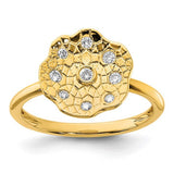 14k polished and textured diamond circle ring, elegant jewelry piece with shimmering accents, crafted by Solomon Jewelers.