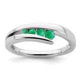 14k white gold emerald 4-stone ring featuring sparkling green gemstones, elegant jewelry piece with intricate band design