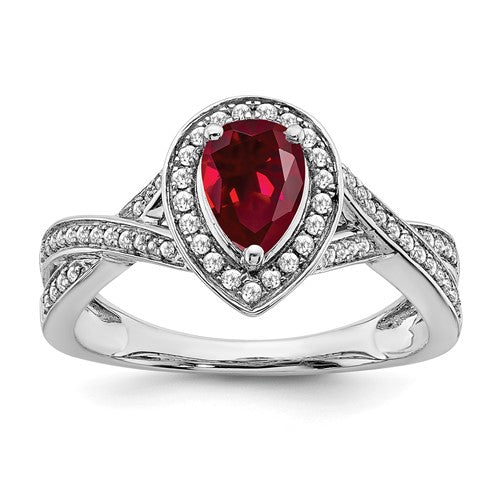 14k-white-gold-pear-created-ruby-and-diamond-halo-ring-SolomonJeweler-Wichita-KS-CustomJewelry