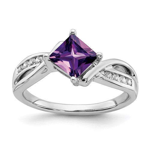 14k-white-gold-square-amethyst-and-diamond-ring-SolomonJeweler-Wichita-KS-CustomJewelry