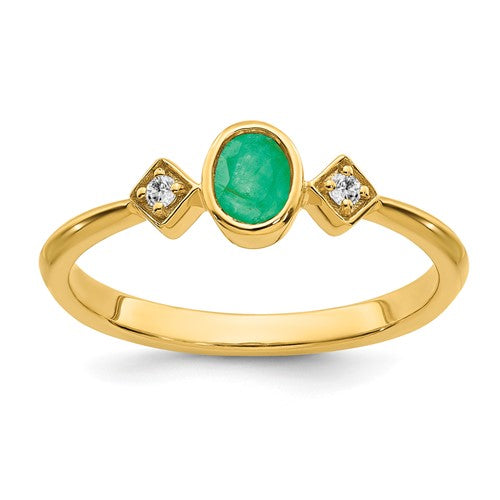 14k-oval-bezel-emerald-and-diamond-ring-SolomonJeweler-Wichita-KS-CustomJewelry