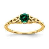 14K created emerald Celtic knot ring with intricate design, showcasing Solomon Jewelers jewelry craftsmanship.