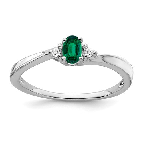 14k-white-gold-created-emerald-and-diamond-ring-SolomonJeweler-Wichita-KS-CustomJewelry