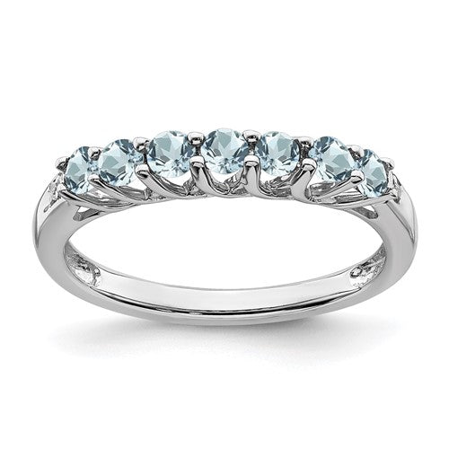 14k-white-gold-aquamarine-and-diamond-7-stone-ring-SolomonJeweler-Wichita-KS-CustomJewelry