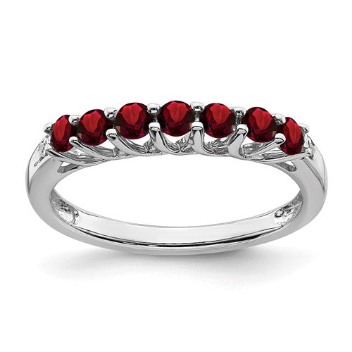 14k-white-gold-garnet-and-diamond-7-stone-ring-SolomonJeweler-Wichita-KS-CustomJewelry