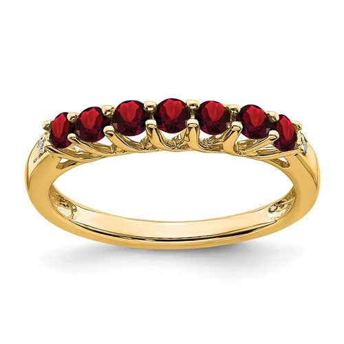 14k-garnet-and-diamond-7-stone-ring-SolomonJeweler-Wichita-KS-CustomJewelry