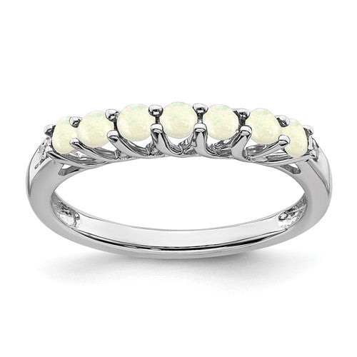 14k-white-gold-created-opal-and-diamond-7-stone-ring-SolomonJeweler-Wichita-KS-CustomJewelry