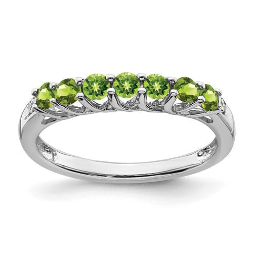 14k-white-gold-peridot-and-diamond-7-stone-ring-SolomonJeweler-Wichita-KS-CustomJewelry