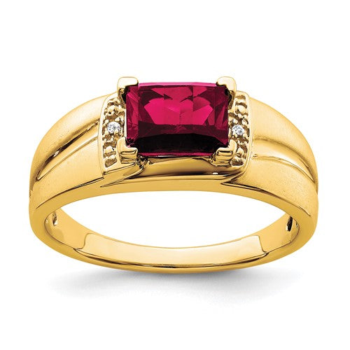 14k-emerald-cut-created-ruby-and-diamond-mens-ring-SolomonJeweler-Wichita-KS-CustomJewelry