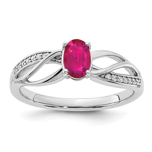 14k white gold ring with polished ruby and diamond accents, elegant jewelry piece showcasing vibrant gemstones and fine craftsmanship.
