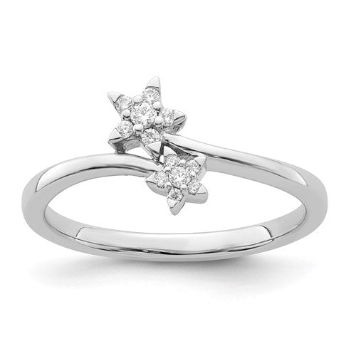 14k white gold diamond star bypass ring featuring sparkling diamonds, crafted by Solomon Jewelers.
