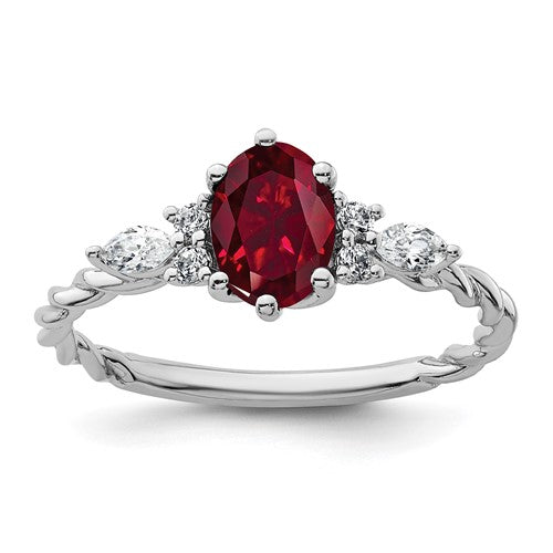 14k-white-gold-polished-diamond-and-lab-created-ruby-twisted-ring-SolomonJeweler-Wichita-KS-CustomJewelry