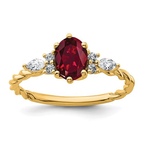 14k-polished-diamond-and-lab-created-ruby-twisted-ring-SolomonJeweler-Wichita-KS-CustomJewelry