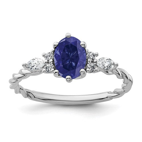 14k-white-gold-polished-diamond-and-lab-created-sapphire-twisted-ring-SolomonJeweler-Wichita-KS-CustomJewelry